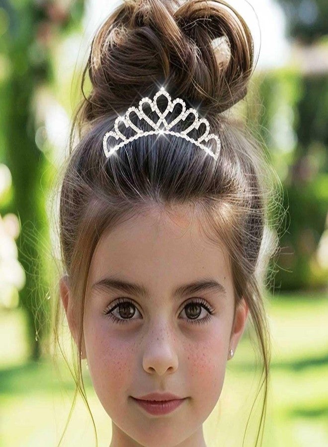 يان مشط شعر صغير مرصع بأحجار الراين من يان، فضي اللون، على شكل تاج صغير، مناسب للفتيات - Image 4